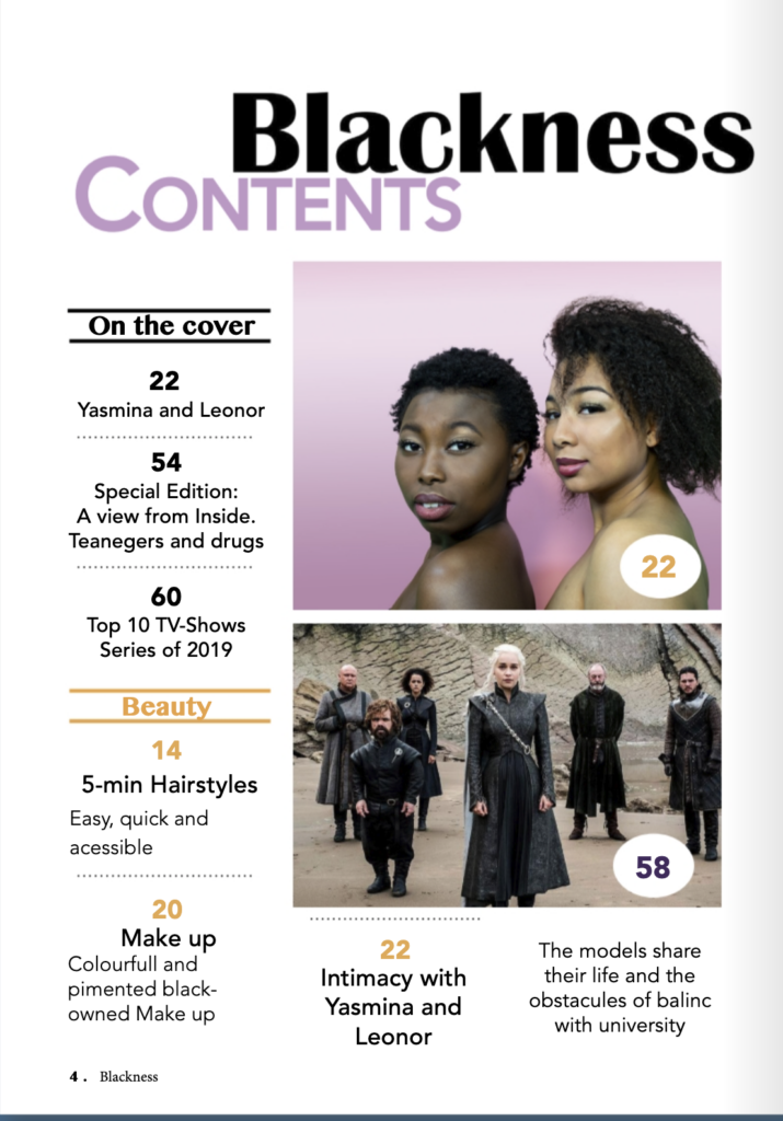 content page - blackness magazine